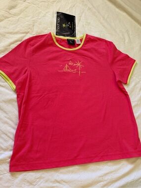 Sportelle Hot Pink Tee with Yellow Trim